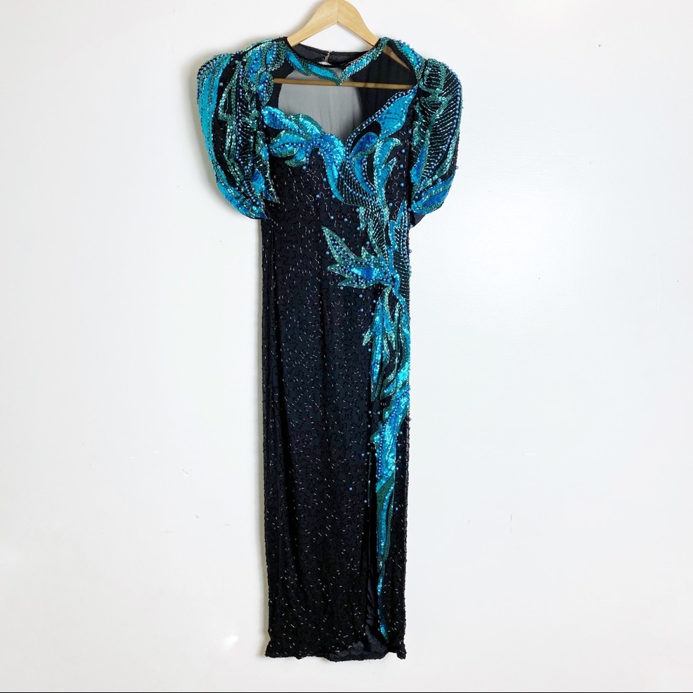 Vintage Black and blue Sequin Dress